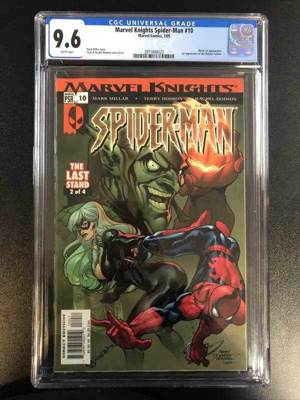 Marvel Knights Spider-Man #10 (Marvel Comics, 2005), CGC 9.6 graded comic book, Universal Blue label — front cover in its holder