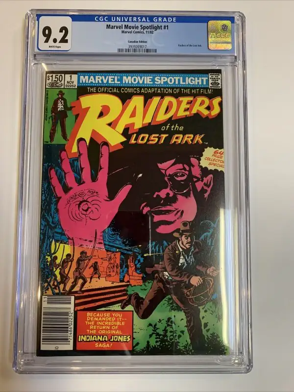 Marvel Movie Spotlight #1 (Marvel Comics, 1982), CGC 9.2 graded comic book, Universal Blue label — front cover in its holder