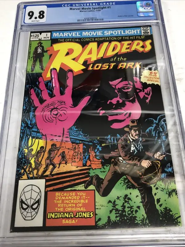 Marvel Movie Spotlight #1 (Marvel Comics, 1982), CGC 9.8 graded comic book, Universal Blue label — front cover in its holder