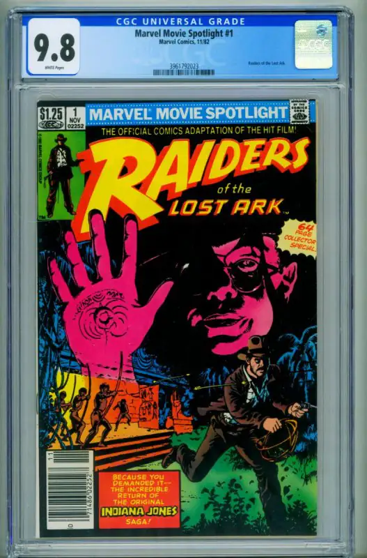 Marvel Movie Spotlight #1 (Marvel Comics, 1983), CGC 9.8 graded comic book, Universal Blue label — front cover in its holder