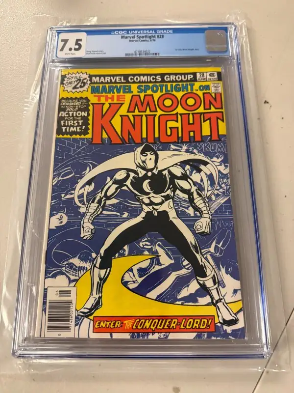 Marvel Spotlight #28 (Marvel Comics, 1976), CGC 7.5 graded comic book, Universal Blue label — front cover in its holder