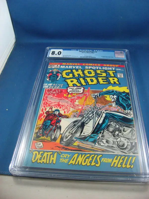 Marvel Spotlight #6 (Marvel Comics, 1972), CGC 8.0 graded comic book, Universal Blue label — front cover in its holder
