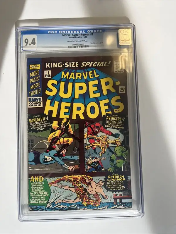 Marvel Super-Heroes #1 (Marvel Comics, 1966), CGC 9.4 graded comic book, Universal Blue label — front cover in its holder