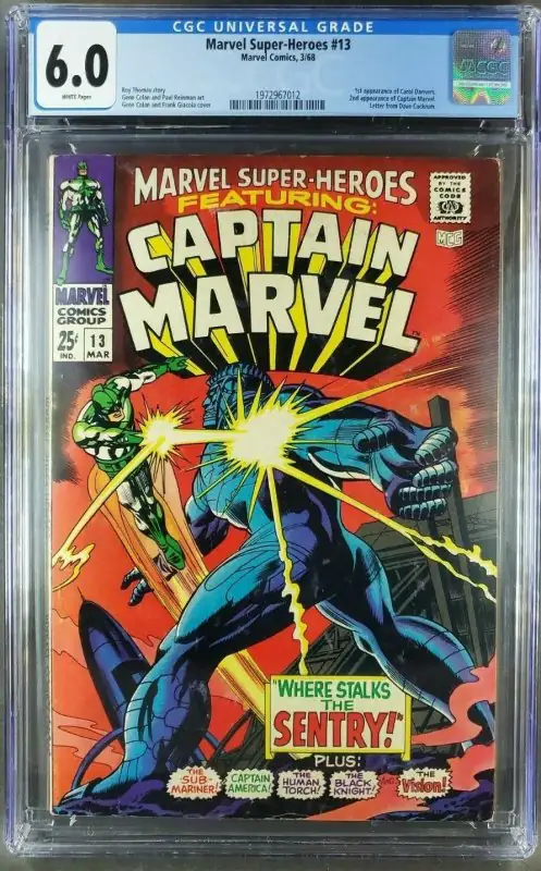 Marvel Super-Heroes #13 (Marvel Comics, 1968), CGC 6.0 graded comic book, Universal Blue label — front cover in its holder