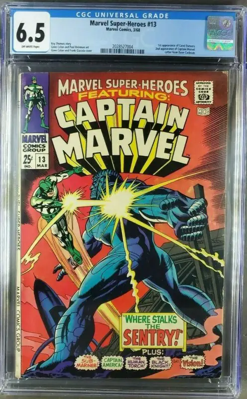Marvel Super-Heroes #13 (Marvel Comics, 1968), CGC 6.5 graded comic book, Universal Blue label — front cover in its holder