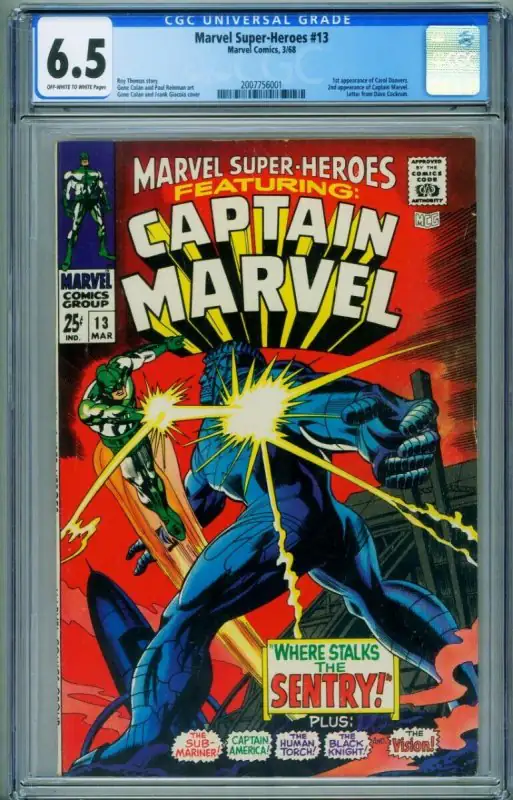 Marvel Super-Heroes #13 (Marvel Comics, 1967), CGC 6.5 graded comic book, Universal Blue label — front cover in its holder