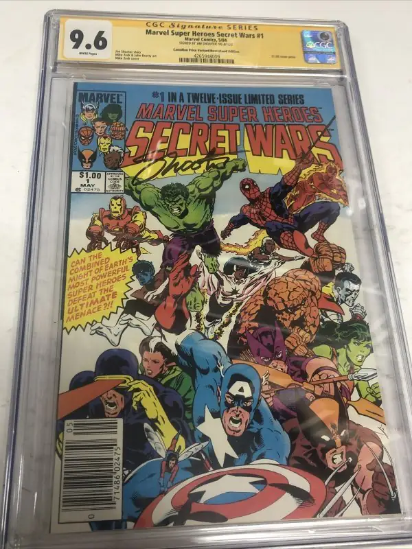 Marvel Super Heroes Secret Wars #1 (Marvel Comics, 1984), CGC 9.6 graded comic book, Signature Series label — front cover in its holder