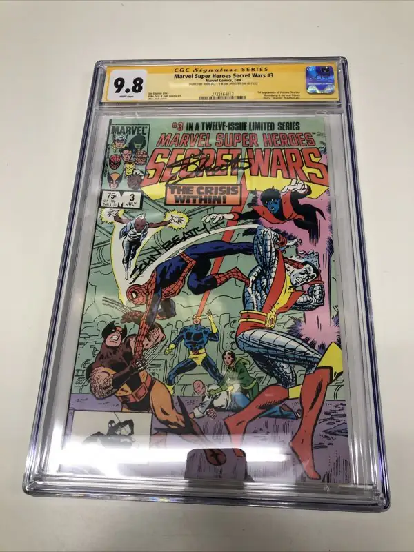 Marvel Super Heroes Secret Wars #3 (Marvel Comics, 1984), CGC 9.8 graded comic book, Signature Series label — front cover in its holder