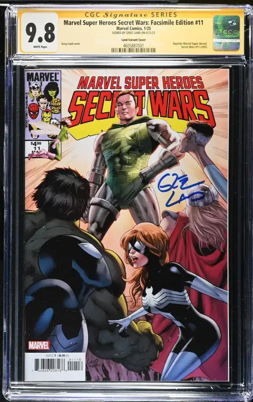 Marvel Super Heroes Secret Wars Facsimile #11 (Marvel Comics, 2025), CGC 9.8 graded comic book, Signature Series label — front cover in its holder