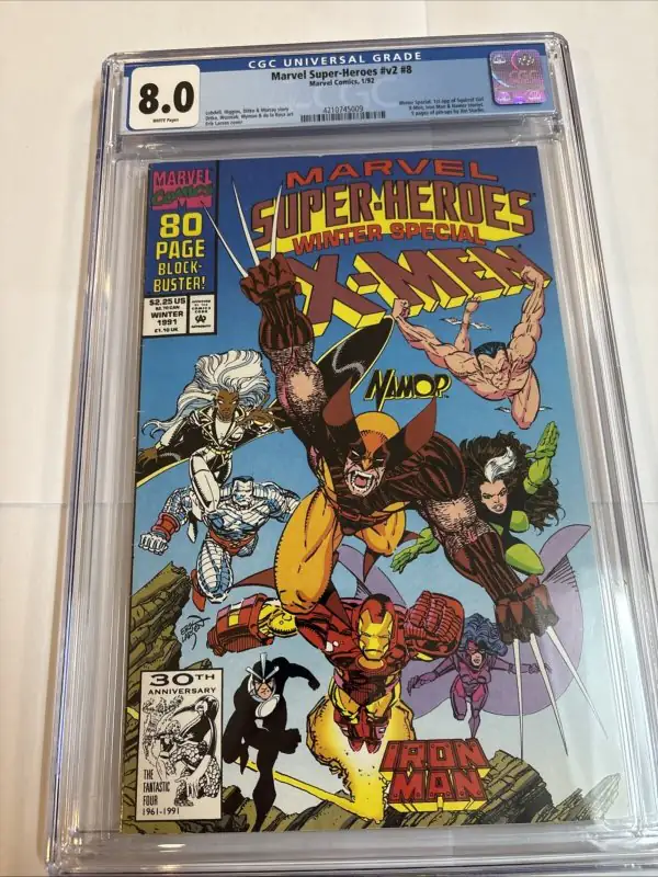 Marvel Super-Heroes V2 #8 (Marvel Comics, 1992), CGC 8.0 graded comic book, Universal Blue label — front cover in its holder
