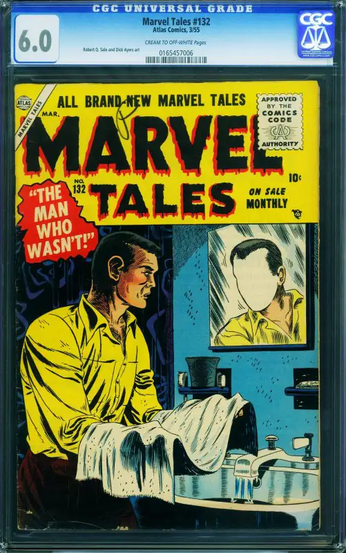 Marvel Tales #132 (Atlas Comics, 1955), CGC 6.0 graded comic book, Universal Blue label — front cover in its holder