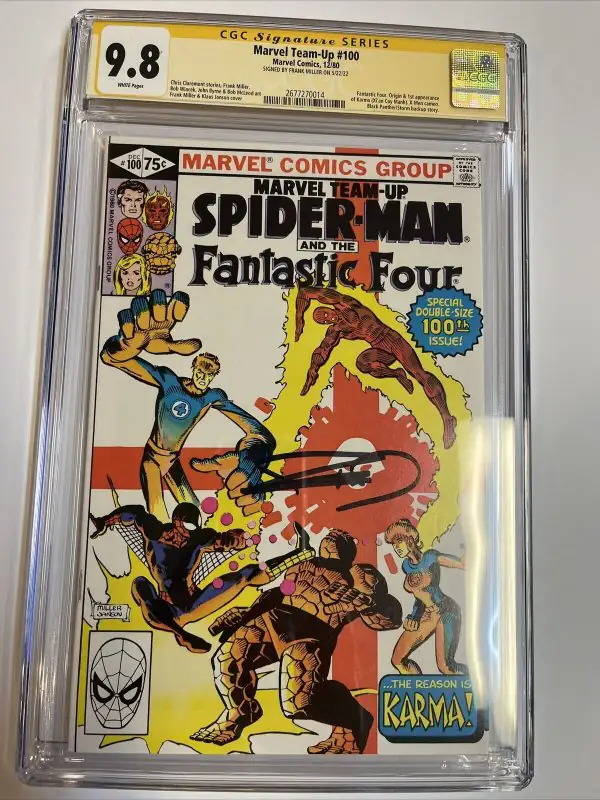 Marvel Team-Up #100 (Marvel Comics, 1980), CGC 9.8 graded comic book, Signature Series label — front cover in its holder