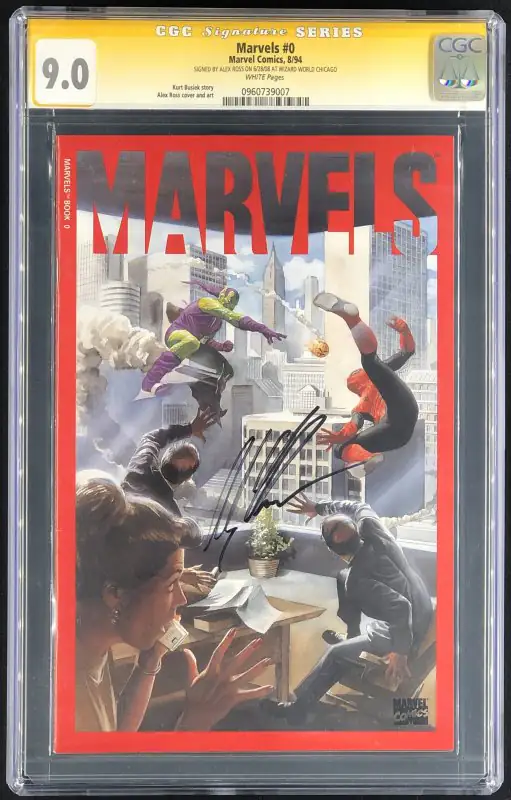 Marvels #0 (Marvel Comics, 1994), CGC 9.0 graded comic book, Signature Series label — front cover in its holder