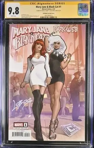 Mary Jane & Black Cat #1 (Marvel Comics, 2023), CGC 9.8 graded comic book, Signature Series label — front cover in its holder