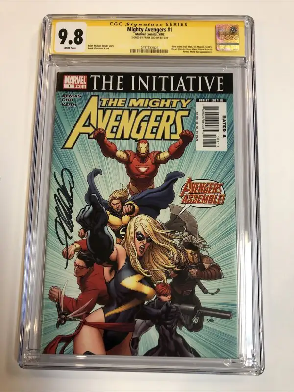 Mighty Avengers #1 (Marvel Comics, 2007), CGC 9.8 graded comic book, Signature Series label — front cover in its holder