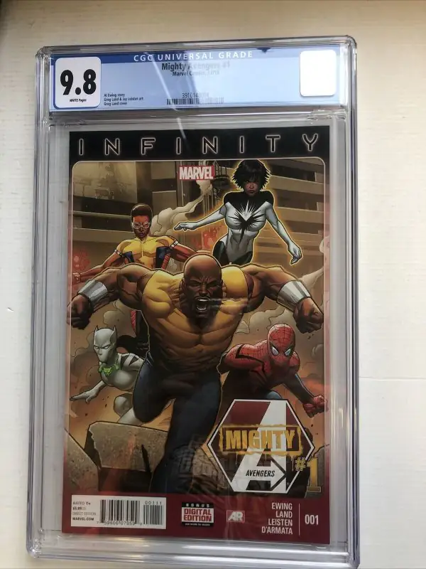 Mighty Avengers #1 (Marvel Comics, 2013), CGC 9.8 graded comic book, Universal Blue label — front cover in its holder