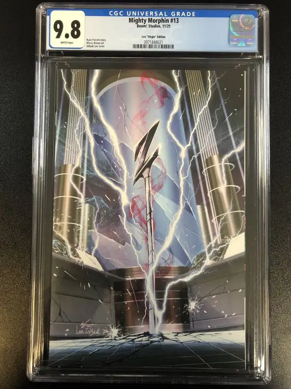 Mighty Morphin #13 (Boom! Studios, 2021), CGC 9.8 graded comic book, Universal Blue label — front cover in its holder