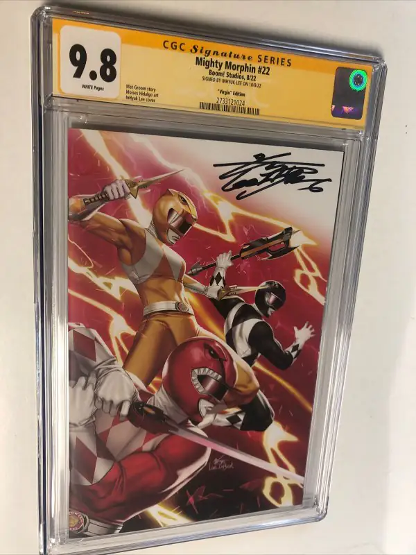 Mighty Morphin #22 (Boom! Studios, 2022), CGC 9.8 graded comic book, Signature Series label — front cover in its holder