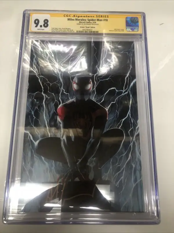 Miles Morales: Spider-Man #18 (Marvel Comics, 2024), CGC 9.8 graded comic book, Signature Series label — front cover in its holder