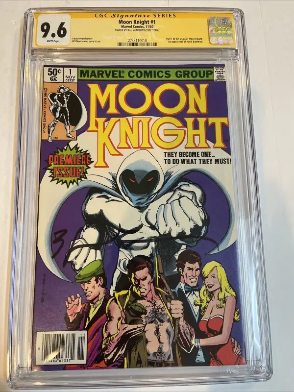 Moon Knight #1 (Marvel Comics, 1980), CGC 9.6 graded comic book, Signature Series label — front cover in its holder