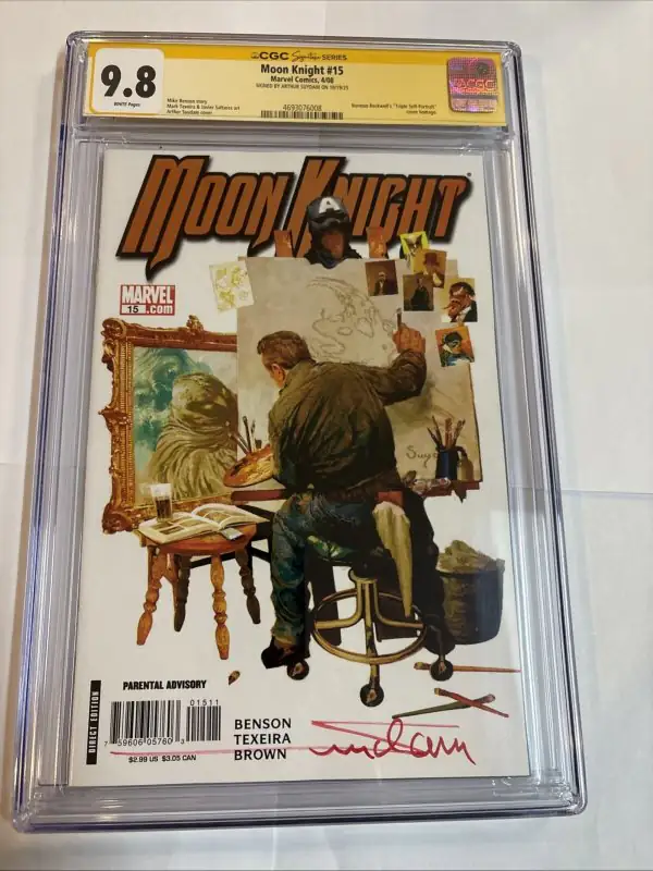 Moon Knight #15 (Marvel Comics, 2008), CGC 9.8 graded comic book, Signature Series label — front cover in its holder
