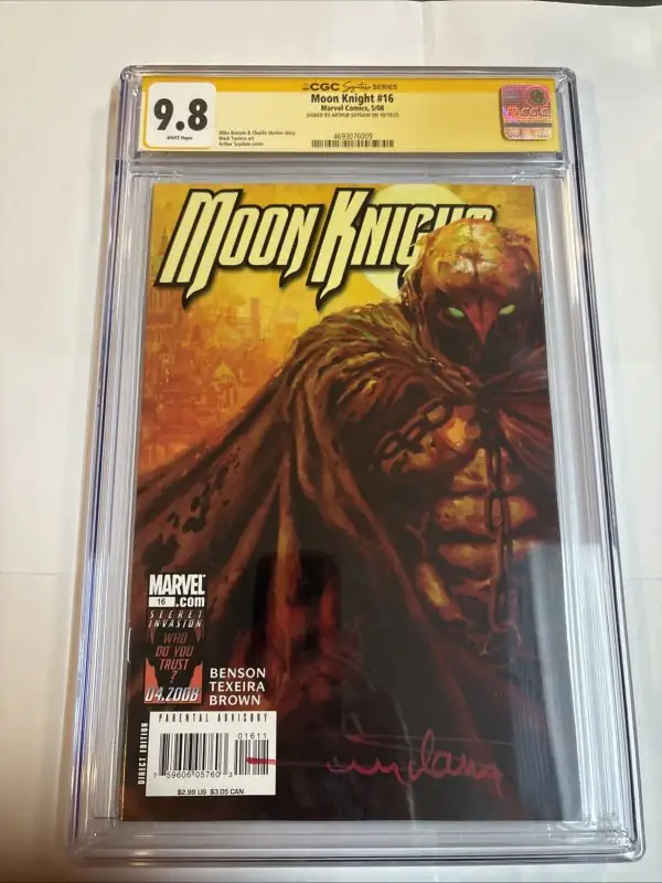 Moon Knight #16 (Marvel Comics, 2008), CGC 9.8 graded comic book, Signature Series label — front cover in its holder