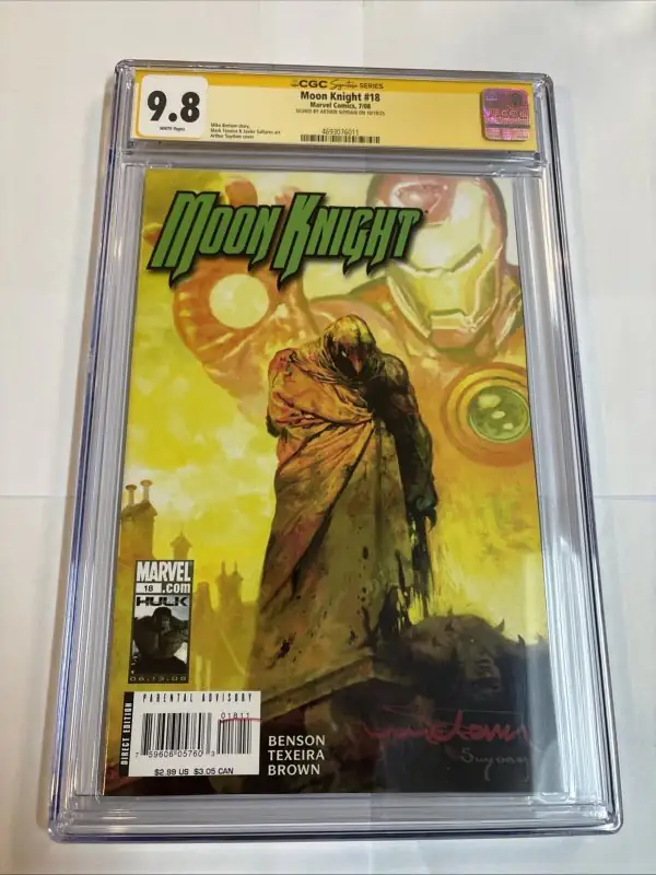 Moon Knight #18 (Marvel Comics, 2008), CGC 9.8 graded comic book, Signature Series label — front cover in its holder