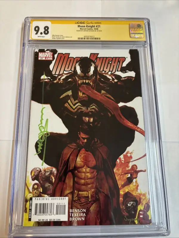 Moon Knight #21 (Marvel Comics, 2008), CGC 9.8 graded comic book, Signature Series label — front cover in its holder