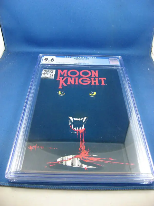 Moon Knight #29 (Marvel Comics, 1983), CGC 9.6 graded comic book, Universal Blue label — front cover in its holder