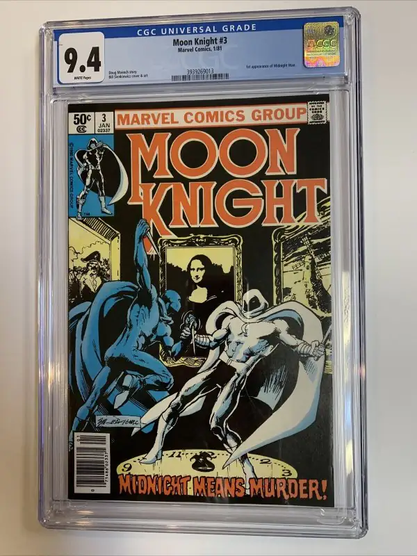 Moon Knight #3 (Marvel Comics, 1981), CGC 9.4 graded comic book, Universal Blue label — front cover in its holder