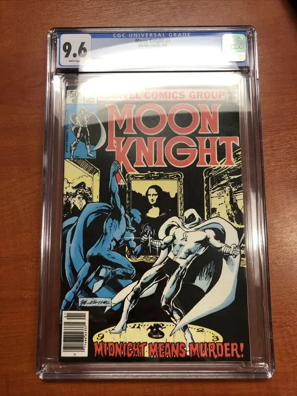 Moon Knight #3 (Marvel Comics, 1981), CGC 9.6 graded comic book, Universal Blue label — front cover in its holder