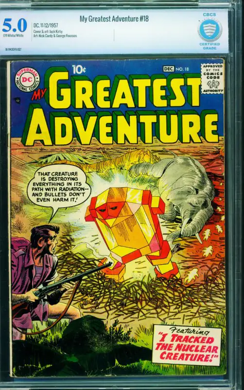 My Greatest Adventure #18 (DC Comics, 1957), CGC 5.0 graded comic book, Universal Blue label — front cover in its holder
