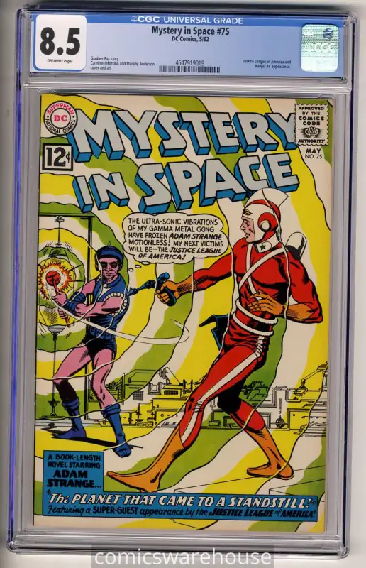 Mystery in Space #75 (DC Comics, 1962), CGC 8.5 graded comic book, Universal Blue label — front cover in its holder