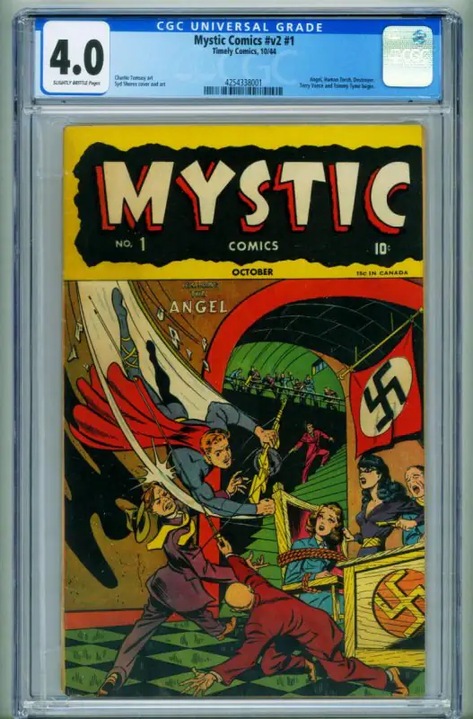 Mystic #1 (Timely Comics, 1944), CGC 4.0 graded comic book, Universal Blue label — front cover in its holder