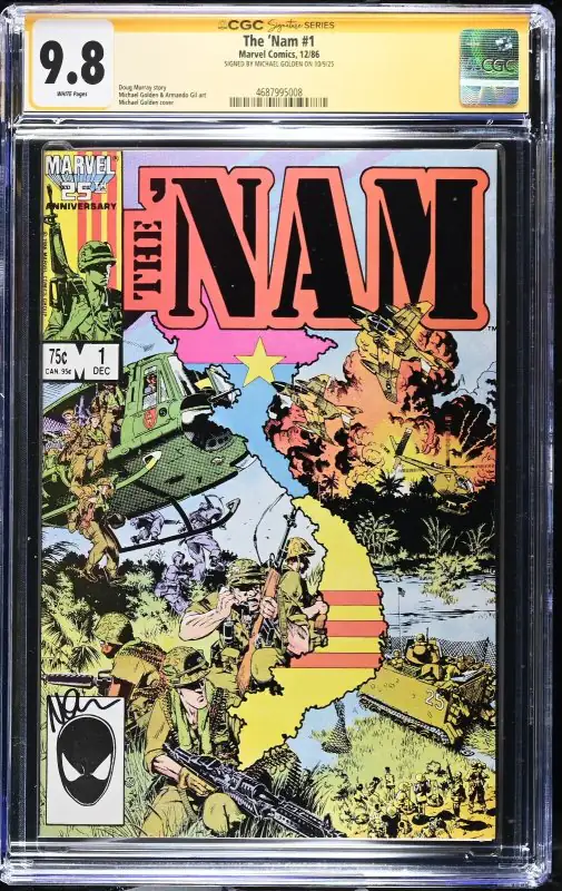 Nam #1 (Marvel Comics, 1986), CGC 9.8 graded comic book, Signature Series label — front cover in its holder