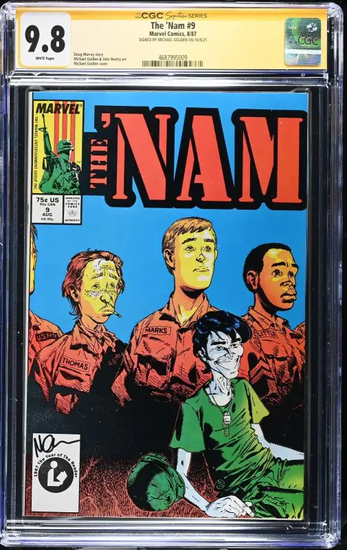 Nam #9 (Marvel Comics, 1987), CGC 9.8 graded comic book, Signature Series label — front cover in its holder