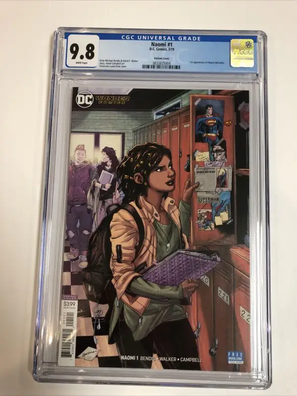 Naomi #1 (DC Comics, 2019), CGC 9.8 graded comic book, Universal Blue label — front cover in its holder