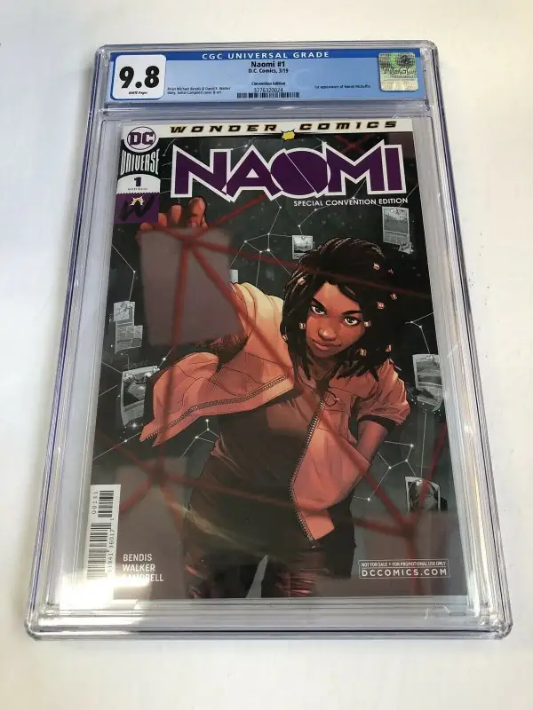 Naomi #1 (DC Comics, 2019), CGC 9.8 graded comic book, Universal Blue label — front cover in its holder