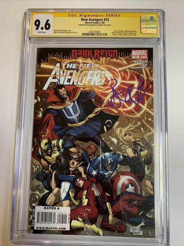 New Avengers #53 (Marvel Comics, 2009), CGC 9.6 graded comic book, Signature Series label — front cover in its holder