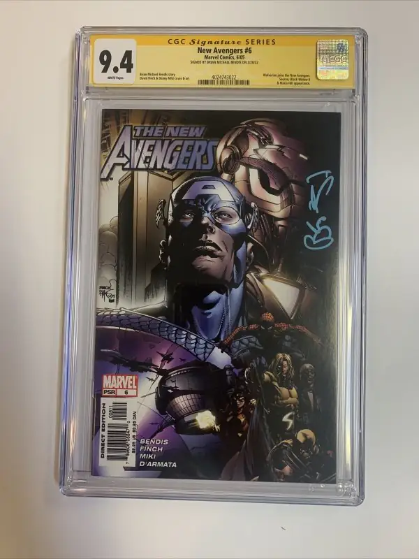 New Avengers #6 (Marvel Comics, 2005), CGC 9.4 graded comic book, Signature Series label — front cover in its holder