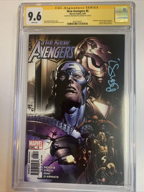 New Avengers #6 (Marvel Comics, 2005), CGC 9.6 graded comic book, Signature Series label — front cover in its holder