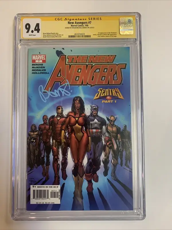 New Avengers #7 (Marvel Comics, 2005), CGC 9.4 graded comic book, Signature Series label — front cover in its holder
