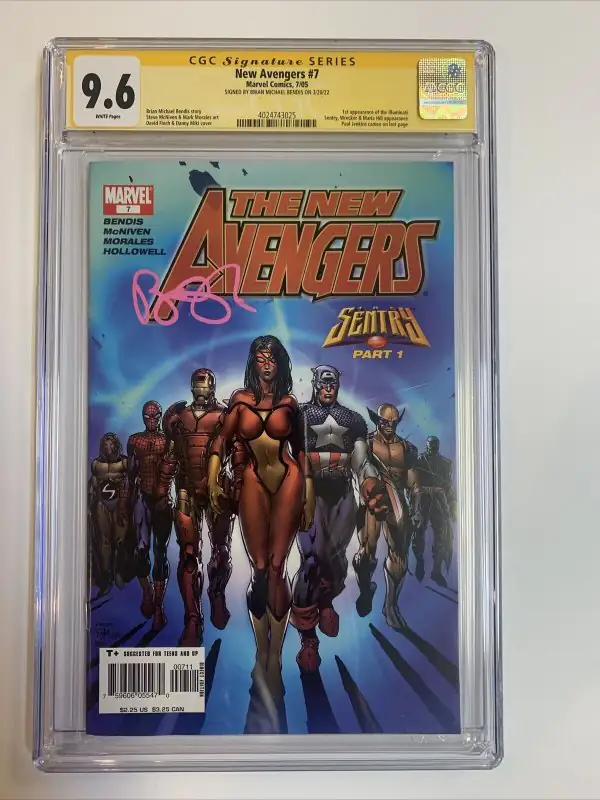 New Avengers #7 (Marvel Comics, 2005), CGC 9.6 graded comic book, Signature Series label — front cover in its holder