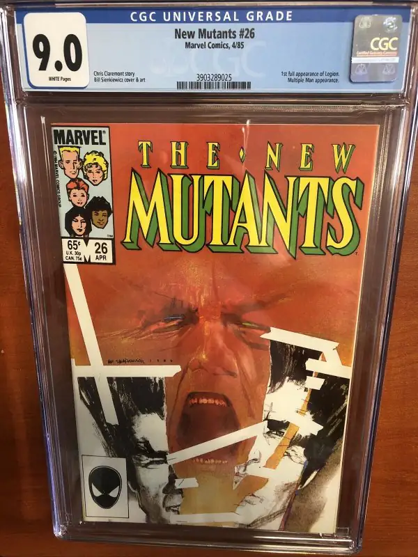 New Mutants #26 (Marvel Comics, 1985), CGC 9.0 graded comic book, Universal Blue label — front cover in its holder