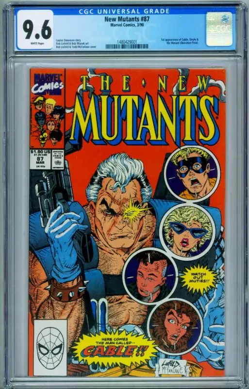 New Mutants #87 (Marvel Comics, 1990), CGC 9.6 graded comic book, Universal Blue label — front cover in its holder