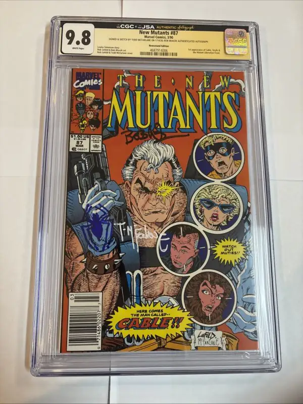 New Mutants #87 (Marvel Comics, 1990), CGC 9.8 graded comic book, Universal Blue label — front cover in its holder