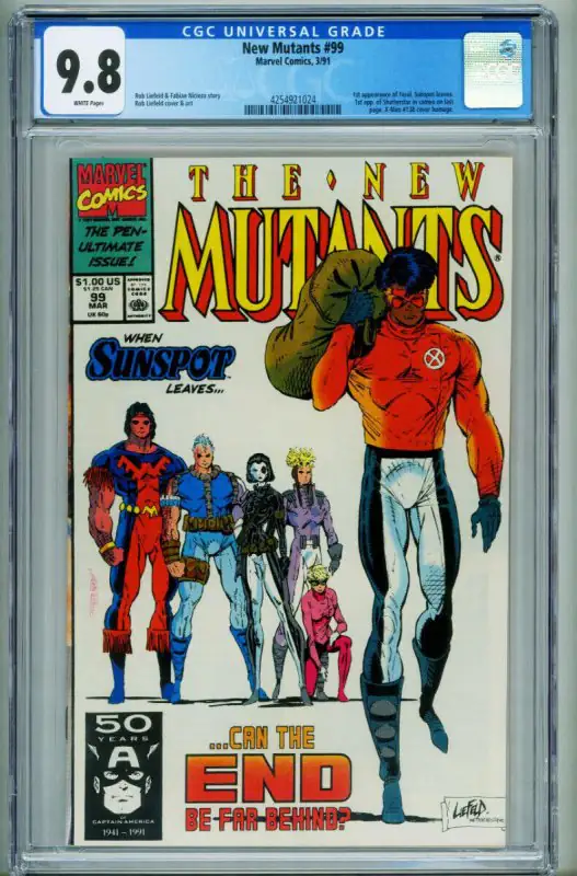 New Mutants #99 (Marvel Comics, 1991), CGC 9.8 graded comic book, Universal Blue label — front cover in its holder