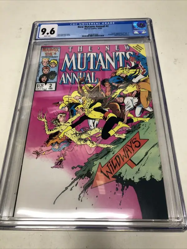 New Mutants Annual #2 (Marvel Comics, 1986), CGC 9.6 graded comic book, Universal Blue label — front cover in its holder