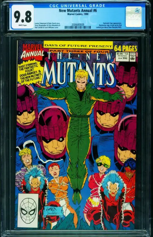 New Mutants Annual #6 (Marvel Comics, 1990), CGC 9.8 graded comic book, Universal Blue label — front cover in its holder