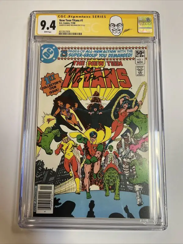 New Teen Titans #1 (DC Comics, 1980), CGC 9.4 graded comic book, Signature Series label — front cover in its holder